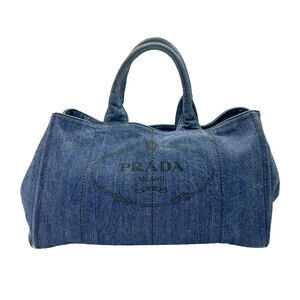 Prada Canapa Denim Tote Bag Blue